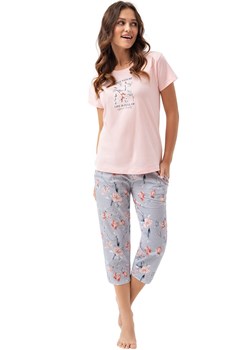Piżama damska jasnoróżowa-szara w kwiaty 641, Kolor jasnoróżowo-szary, Rozmiar M, Luna ze sklepu Intymna w kategorii Piżamy damskie - zdjęcie 170898380