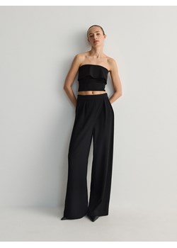 Reserved - Szerokie spodnie z zakładkami - czarny ze sklepu Reserved w kategorii Spodnie damskie - zdjęcie 170903714