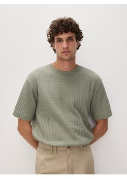 Reserved - T-shirt comfort w prążek - zielony ze sklepu Reserved w kategorii T-shirty męskie - zdjęcie 170903844