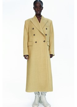 H & M - Dwurzędowy płaszcz z domieszką wełny - Żółty ze sklepu H&M w kategorii Płaszcze damskie - zdjęcie 170905533