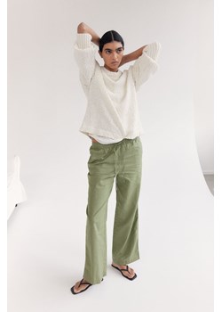 H & M - Spodnie z domieszką lnu - Zielony ze sklepu H&M w kategorii Spodnie damskie - zdjęcie 170905540