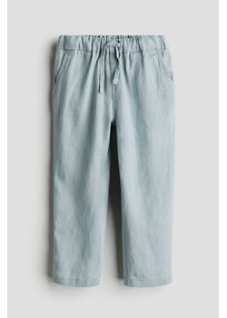 H & M - Lniane spodnie bez zapięcia - Turkusowy ze sklepu H&M w kategorii Spodnie dziewczęce - zdjęcie 170905591