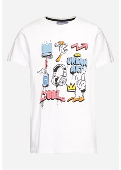Biała Koszulka Bawełniana T-shirt z Nadrukiem Ralora ze sklepu Born2be Odzież w kategorii T-shirty chłopięce - zdjęcie 170907954