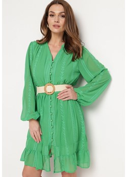 Zielona Sukienka Nesilwyn ze sklepu Born2be Odzież w kategorii Sukienki - zdjęcie 170908372