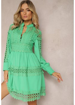Zielona Koronkowa Sukienka z Ozdobnym Dekoltem Sweeney ze sklepu Renee odzież w kategorii Sukienki - zdjęcie 170908972