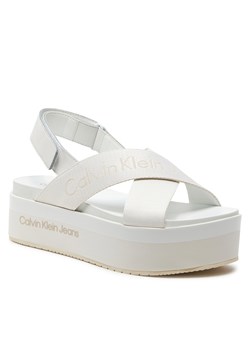 Sandały Calvin Klein Jeans Flatform Sandal Sling In Mr YW0YW01362 Off White YBR ze sklepu eobuwie.pl w kategorii Sandały damskie - zdjęcie 170910544