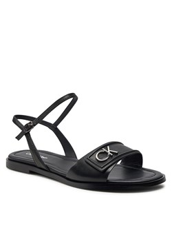 Sandały Calvin Klein Flat Sandal Relock Lth HW0HW01942 Black BEH ze sklepu eobuwie.pl w kategorii Sandały damskie - zdjęcie 170910630