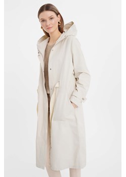 Przejściowy płaszcz damski beżowy z kapturem ze sklepu 5.10.15 w kategorii Płaszcze damskie - zdjęcie 170910941