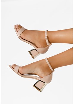Beżowe sandały damskie na słupku Dantea ze sklepu Zapatos w kategorii Sandały damskie - zdjęcie 170912522
