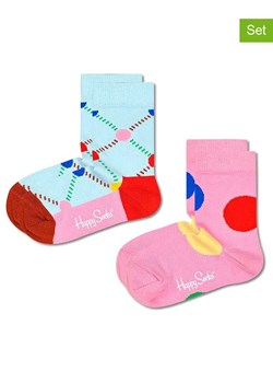 Happy Socks Skarpety (2 pary) w kolorze jasnoróżowo-błękitnym ze sklepu Limango Polska w kategorii Skarpetki dziecięce - zdjęcie 170917313