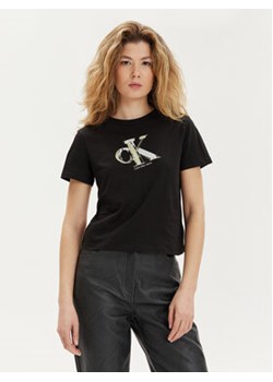 Calvin Klein Jeans T-Shirt Meta Baby J20J223165 Czarny Regular Fit ze sklepu MODIVO w kategorii Bluzki damskie - zdjęcie 170918160