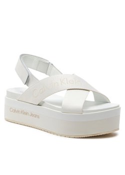 Calvin Klein Jeans Sandały Flatform Sandal Sling In Mr YW0YW01362 Biały ze sklepu MODIVO w kategorii Sandały damskie - zdjęcie 170918713