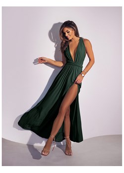 Sukienka maxi wiązana na wiele sposobów - ELSA - butelkowa zieleń ze sklepu magmac.pl w kategorii Sukienki - zdjęcie 170921360