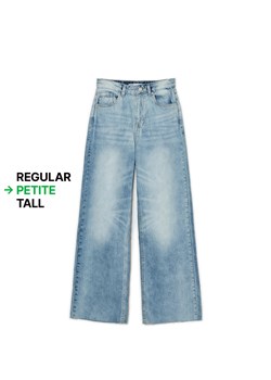 Cropp - Niebieskie jeansy wide leg PETITE - niebieski ze sklepu Cropp w kategorii Jeansy damskie - zdjęcie 170921742