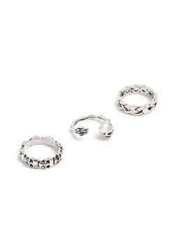 Cropp - 3 pack pierścionków z motywem czaszek - srebrny ze sklepu Cropp w kategorii Sygnety - zdjęcie 170921794
