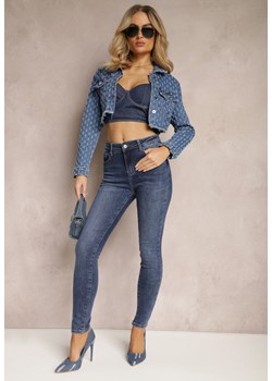 Granatowe Jeansy Skinny z Lekkimi Przetarciami Eferna ze sklepu Renee odzież w kategorii Jeansy damskie - zdjęcie 170923942