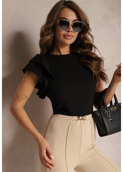 Czarna Klasyczna Bluzka z Falbankami przy Rękawach Sarisca ze sklepu Renee odzież w kategorii Bluzki damskie - zdjęcie 170924042