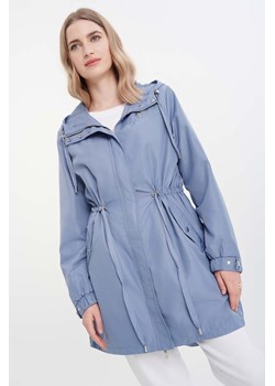 Damski płaszcz przejściowy z kapturem - błękitny ze sklepu 5.10.15 w kategorii Płaszcze damskie - zdjęcie 170924774