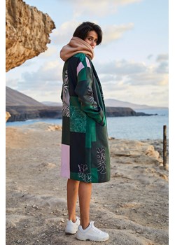 Patchworkowy płaszcz o klasycznym kroju Havana Green XS ze sklepu NAOKO w kategorii Płaszcze damskie - zdjęcie 170924912
