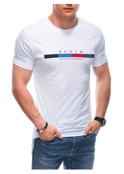 T-shirt męski z nadrukiem 1919S - biały ze sklepu Edoti w kategorii T-shirty męskie - zdjęcie 170924982