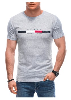 T-shirt męski z nadrukiem 1919S - szary ze sklepu Edoti w kategorii T-shirty męskie - zdjęcie 170924990