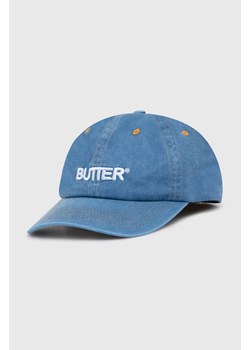 Butter Goods czapka z daszkiem bawełniana Rounded Logo 6 Panel Cap kolor niebieski z aplikacją BGQ1247002 ze sklepu PRM w kategorii Czapki z daszkiem damskie - zdjęcie 170927911