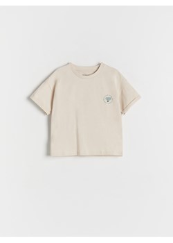Reserved - Bawełniany t-shirt oversize - kremowy ze sklepu Reserved w kategorii T-shirty chłopięce - zdjęcie 170928761