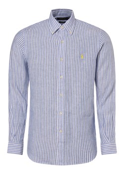 Polo Ralph Lauren Męska koszula lniana - Custom Fit Mężczyźni Modern Fit len niebieski w paski ze sklepu vangraaf w kategorii Koszule męskie - zdjęcie 170930463