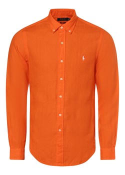 Polo Ralph Lauren Męska koszula lniana - krój slim fit Mężczyźni Slim Fit len pomarańczowy jednolity ze sklepu vangraaf w kategorii Koszule męskie - zdjęcie 170930464