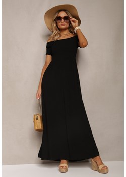 Czarna Sukienka Bawełniana z Rozkloszowanym Dołem i Hiszpańskim Dekoltem Barino ze sklepu Renee odzież w kategorii Sukienki - zdjęcie 170931494