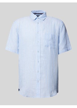 Koszula casualowa o kroju slim fit z lnu ze wzorem w paski ze sklepu Peek&Cloppenburg  w kategorii Koszule męskie - zdjęcie 170932184