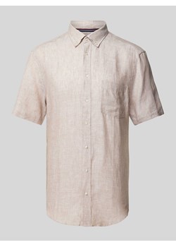 Koszula lniana o kroju regular fit z kołnierzykiem typu button down ze sklepu Peek&Cloppenburg  w kategorii Koszule męskie - zdjęcie 170932314