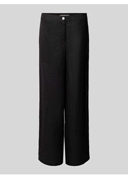 Spodnie lniane w jednolitym kolorze ze sklepu Peek&Cloppenburg  w kategorii Spodnie damskie - zdjęcie 170932384