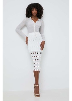 Pinko spódnica kolor biały midi ołówkowa 103469 A1UN ze sklepu ANSWEAR.com w kategorii Spódnice - zdjęcie 170938284