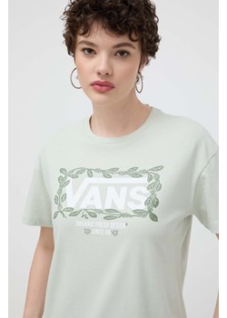 Vans t-shirt bawełniany damski kolor zielony ze sklepu ANSWEAR.com w kategorii Bluzki damskie - zdjęcie 170938422