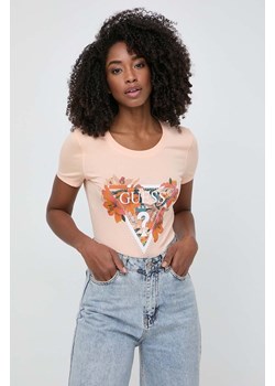 Guess t-shirt damski kolor pomarańczowy W4GI62 J1314 ze sklepu ANSWEAR.com w kategorii Bluzki damskie - zdjęcie 170938442