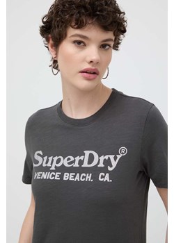 Superdry t-shirt bawełniany damski kolor szary ze sklepu ANSWEAR.com w kategorii Bluzki damskie - zdjęcie 170938452