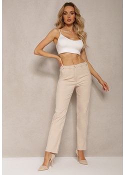 Beżowe Klasyczne Spodnie o Fasonie Regular Melauca ze sklepu Renee odzież w kategorii Spodnie damskie - zdjęcie 170941264
