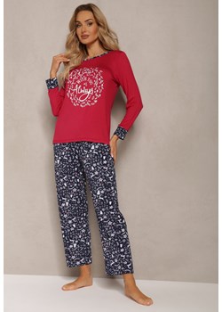 Bordowo-Granatowy Komplet Piżamowy Długie Spodnie i Longsleeve Rosadream ze sklepu Renee odzież w kategorii Piżamy damskie - zdjęcie 170941352