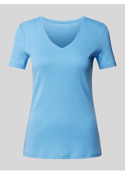 T-shirt z dekoltem w serek w jednolitym kolorze ze sklepu Peek&Cloppenburg  w kategorii Bluzki damskie - zdjęcie 170946843