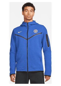 Męska bluza z kapturem i zamkiem na całej długości Nike Chelsea F.C. Tech Fleece Windrunner - Niebieski ze sklepu Nike poland w kategorii Bluzy męskie - zdjęcie 170947401
