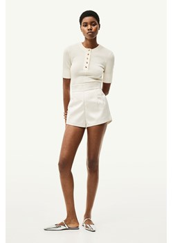 H & M - Mini szorty z błyszczącego diagonalu - Biały ze sklepu H&M w kategorii Szorty - zdjęcie 170948604