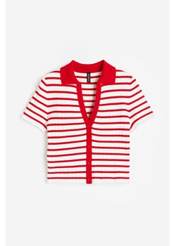 H & M - Dzianinowy top z kołnierzykiem - Czerwony ze sklepu H&M w kategorii Bluzki damskie - zdjęcie 170948690