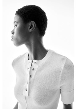 H & M - Dzianinowy top henley - Biały ze sklepu H&M w kategorii Bluzki damskie - zdjęcie 170948692