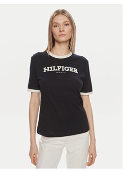 Tommy Hilfiger T-Shirt Monotype WW0WW41208 Granatowy Regular Fit ze sklepu MODIVO w kategorii Bluzki damskie - zdjęcie 170951901