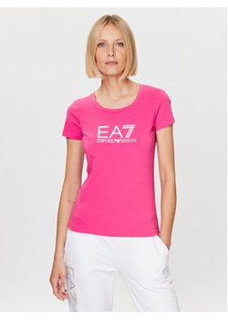 EA7 Emporio Armani T-Shirt 8NTT66 TJFKZ 1417 Różowy Slim Fit ze sklepu MODIVO w kategorii Bluzki damskie - zdjęcie 170952933