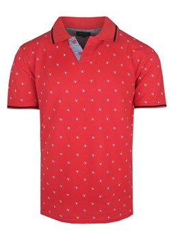 Koszulka Polo - Pako Jeans - Cynober (Chińska Czerwień), Drobny Wzór  TSPJNSpoloVISIONcr ze sklepu JegoSzafa.pl w kategorii T-shirty męskie - zdjęcie 170955643