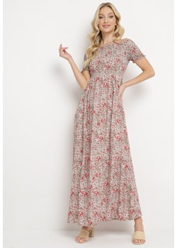Różowa Sukienka Hiszpanka Długa z Bawełny w Kwiatowy Print Mrosa ze sklepu Born2be Odzież w kategorii Sukienki - zdjęcie 170960481