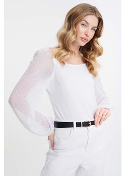 Biała bluzka damska z przezroczystymi długimi rękawami ze sklepu 5.10.15 w kategorii Bluzki damskie - zdjęcie 170964110