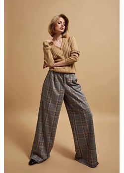 Damskie spodnie w kratę z szerokimi nogawkami ze sklepu 5.10.15 w kategorii Spodnie damskie - zdjęcie 170964181